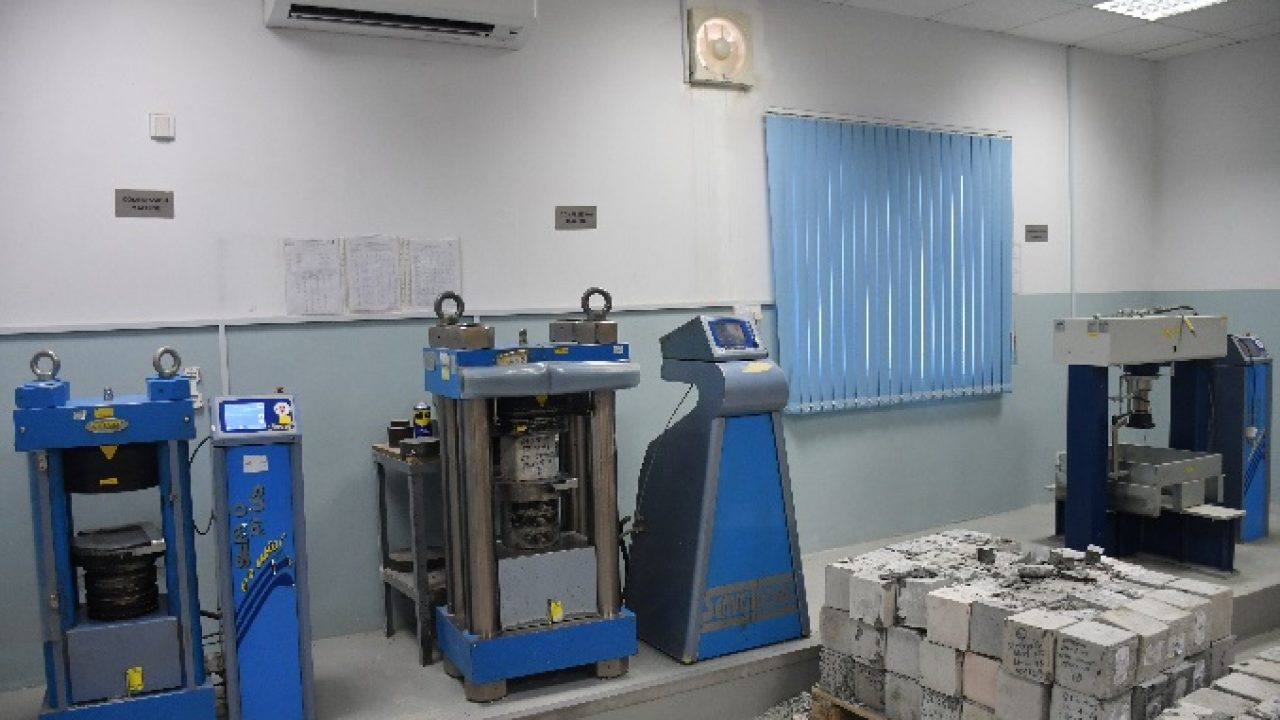 Inside a modern testing lab with scientific equipment for materials analysis.